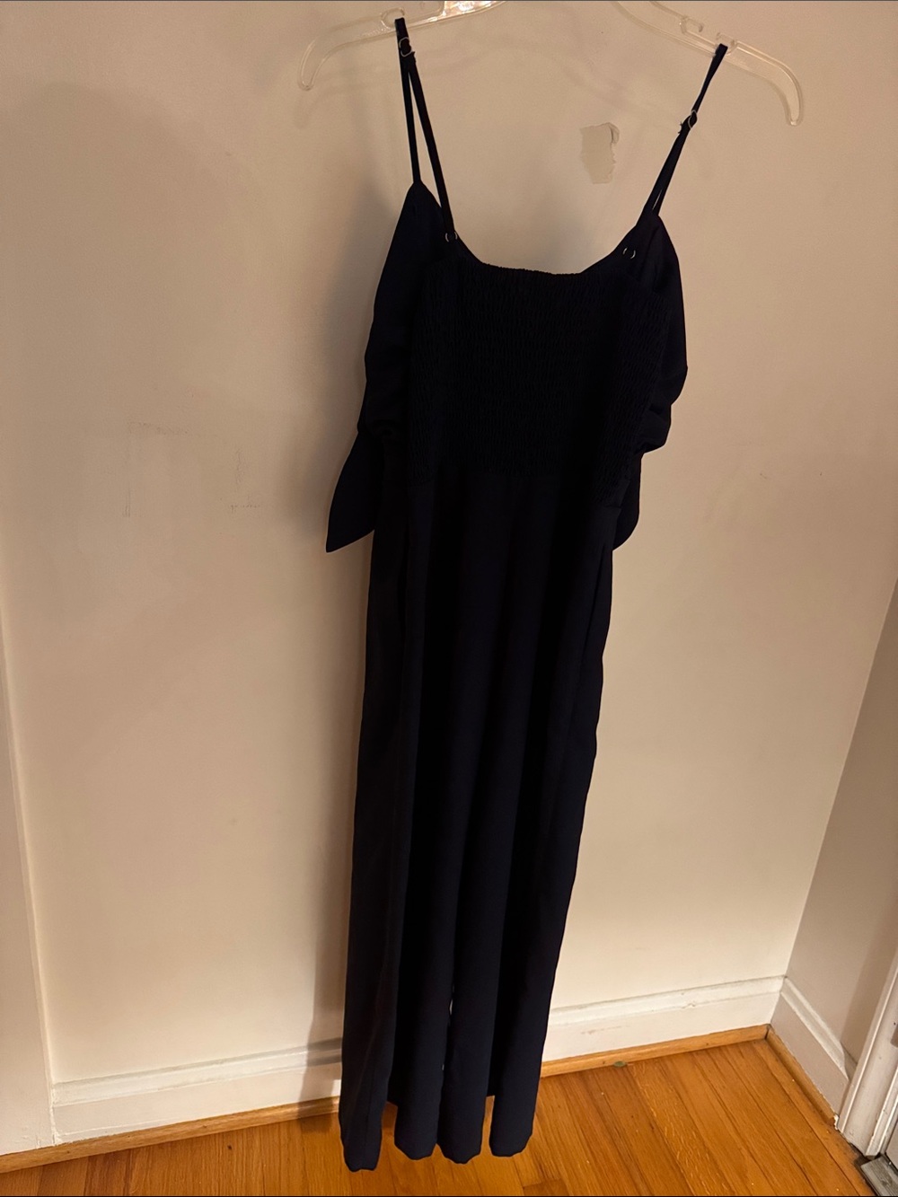 Main Strip Navy Jumpsuit - Elastic back, Open Front - Picture 5 of 6